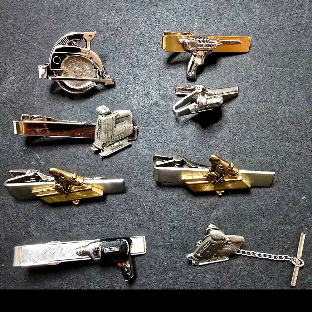 Sears Craftsman Power Tool Tie Clips Lot of 8 Employee Awards Anson 1950s